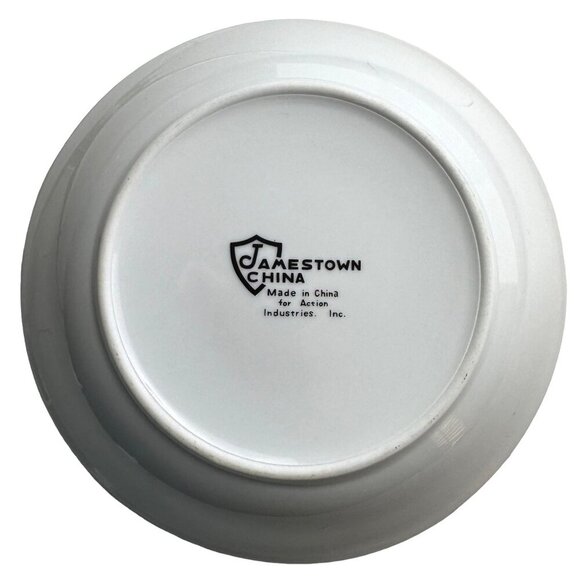 Vtg. Jamestown China Christmas Treasure Coupe Bowl Gold Trim 7.5" Soup Pasta - Picture 3 of 6